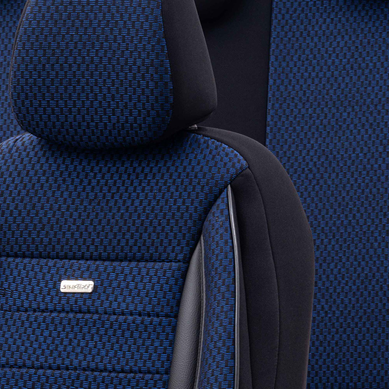 Housse de sièges universel en textile 'SelectedFit Sports' Noir/Bleu - 11-pièces - adapté aux Side-Airbags