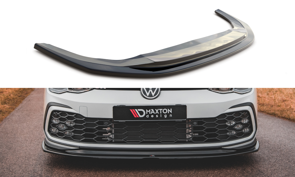 Voorspoiler V.5 Volkswagen Golf 8 GTI / R-Line Maxton Glans Zwart