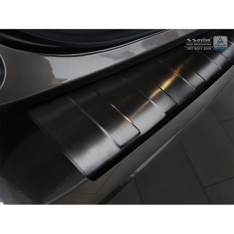 Protection de seuil arrière inox noir sur mesure pour Mitsubishi ASX 2017-2019 'Ribs'