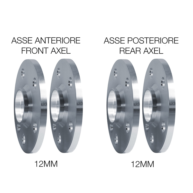 Simoni Racing Kit d'Élargisseurs de Roue en aluminium - 2x12mm(AV) - 2x12mm(AR) (Moyeu 58,1mm) avec boulons de roue - sur mesure pour Abarth, Fiat divers
