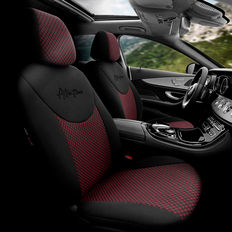 Housse de sièges universel en textile 'Attraction' Noir/Marron - 11-pièces - adapté aux Side-Airbags