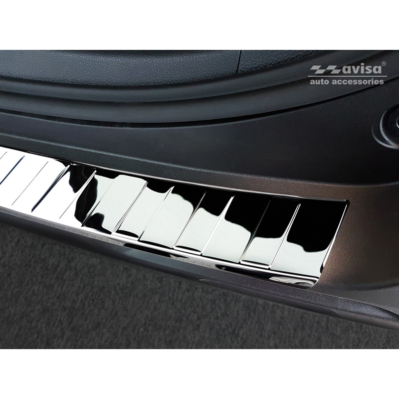 Protection de seuil arrière inox Chrome sur mesure pour Toyota RAV4 (5th Gen.) 2018- & Suzuki Across 2020- 'Ribs'