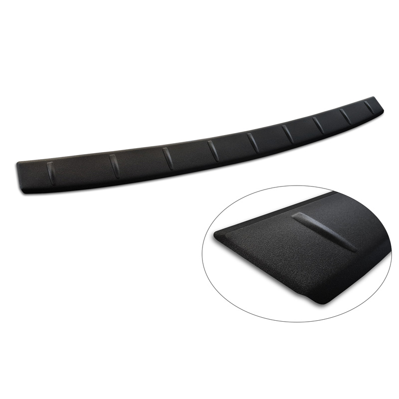 Protection de seuil arrière inox noir mat sur mesure pour Skoda Kamiq Facelift 2024- 'Ribs'