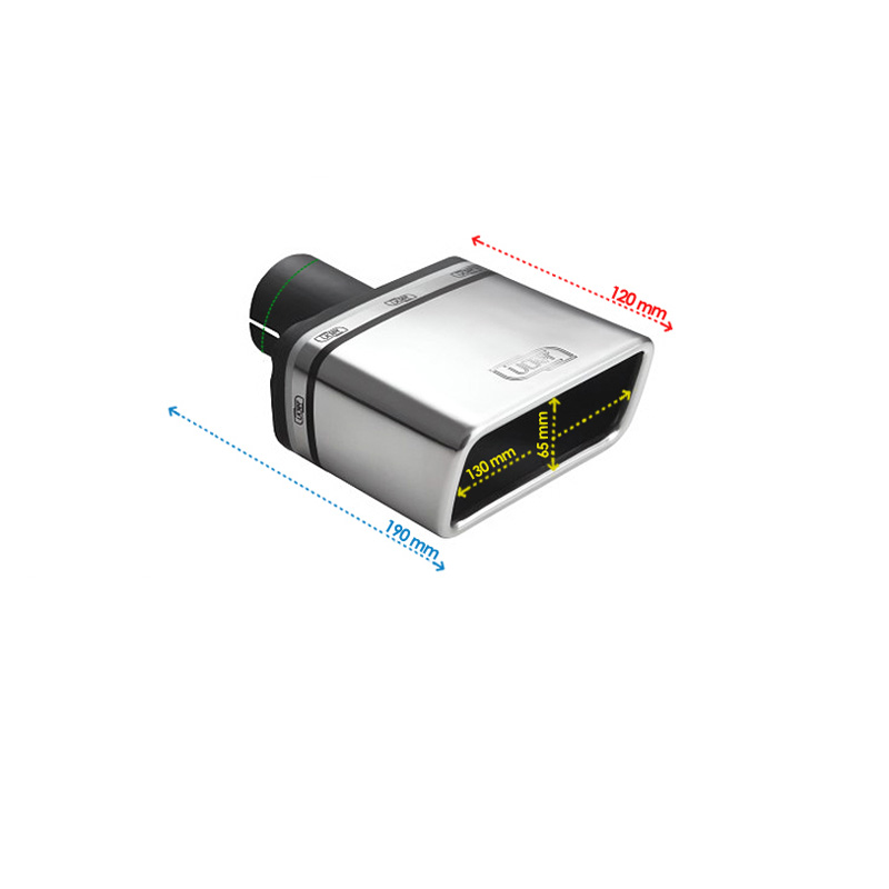 Ulter Sport Embout d'échappement - Rectangle 130x65mm - Longueur 120mm - Montage ->50mm - Inoxydable