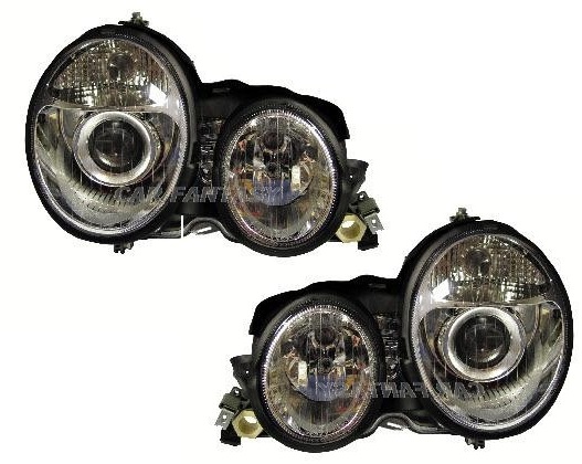 Phares Mercedes E-Class W210 99-01 chrome pour les Xenon