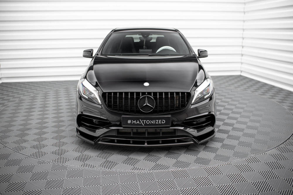 Voorspoiler V.2 Mercedes A Klasse AMG Line W176 FL Maxton Glans Zwart