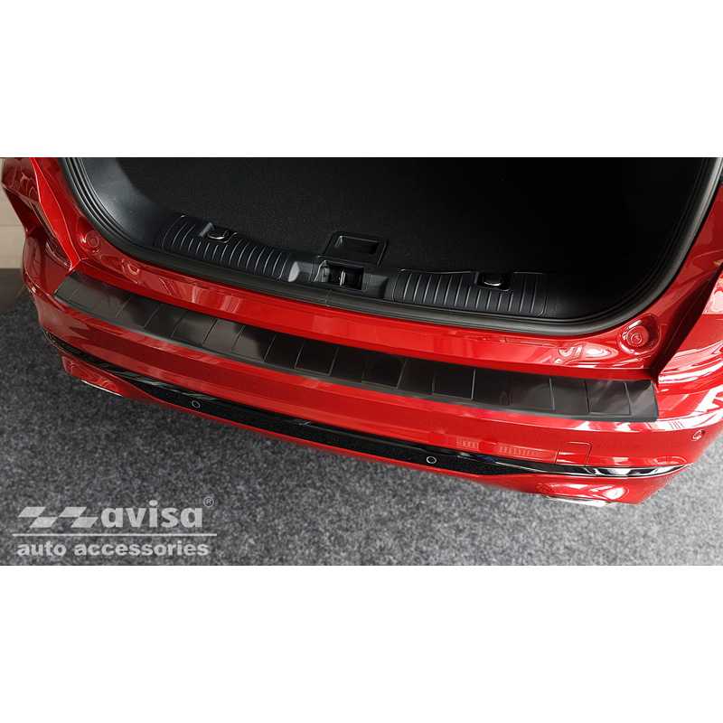 Protection de seuil arrière inox noir sur mesure pour Ford Kuga III ST-Line/Vignale/Hybrid ST-Line 2019-2024 & FL 2024- 'Ribs'