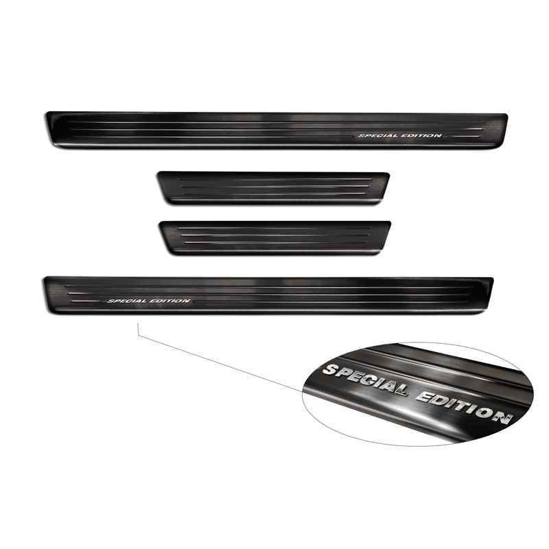 Seuils de portes inox noir sur mesure pour Volkswagen ID.4 2020-- - 'Special Edition' - 4-pièces
