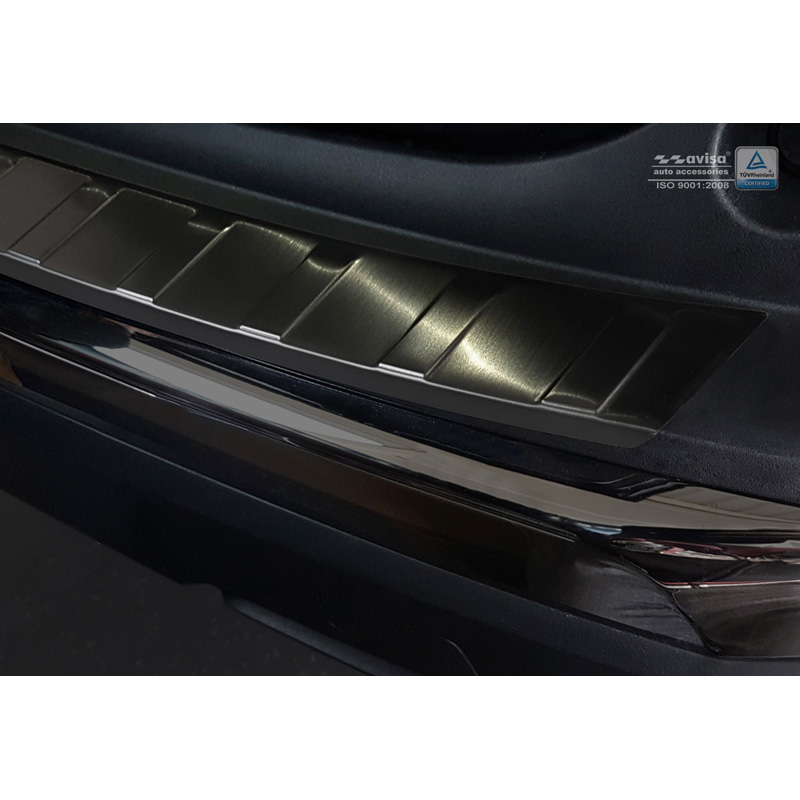 Protection de seuil arrière inox noir sur mesure pour Peugeot 3008 II 2016- 'Ribs'