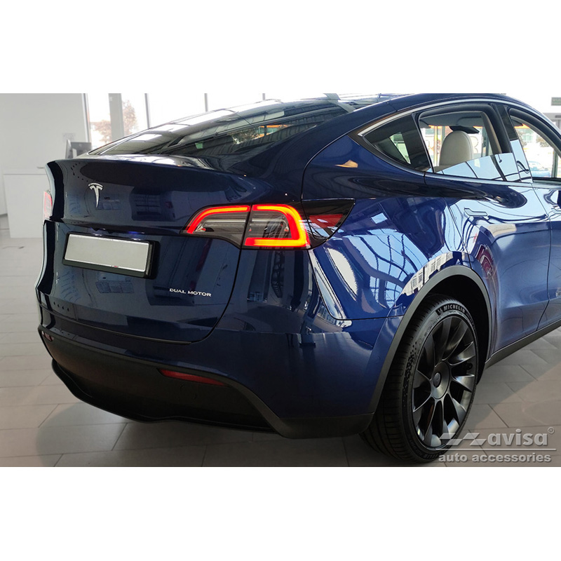 Protection de seuil arrière inox noir sur mesure pour Tesla Model Y 2020-