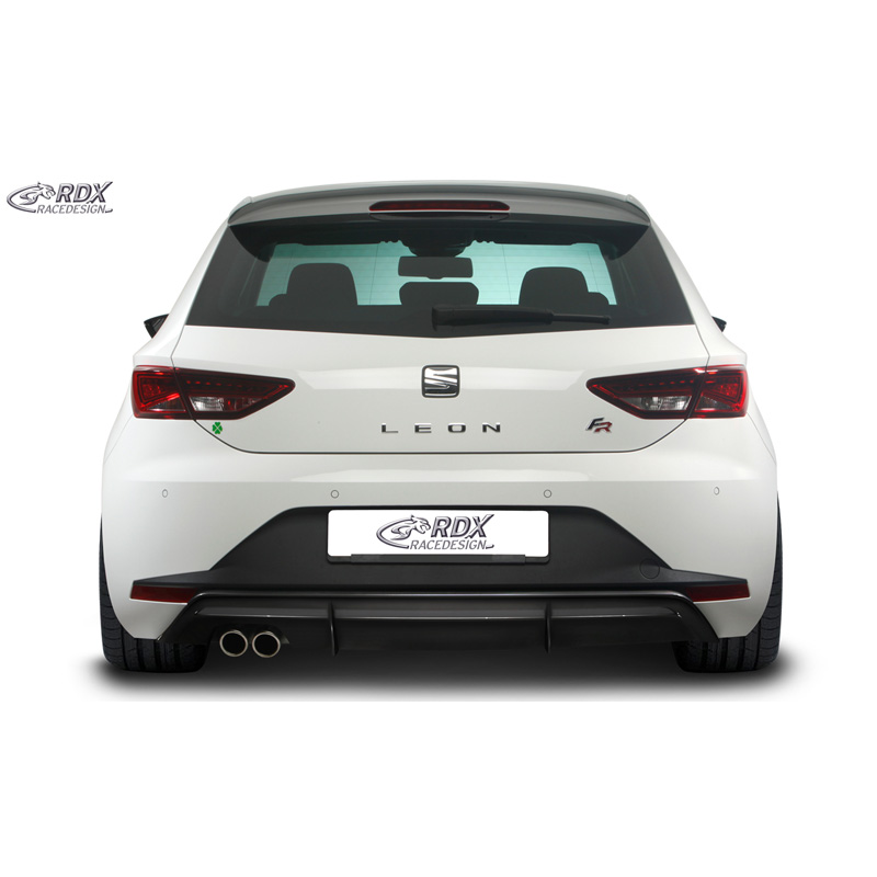 Jupe arrière 'Diffuseur' sur mesure pour Seat Leon 5F FR SC/5-portes 2013-2017 excl. ST/Cupra (ABS noir luisant)