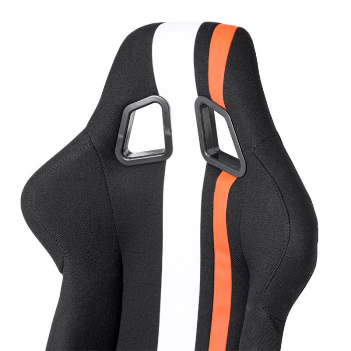 Siège baquet 'MO' - Noir/Rouge/Blanc - Dossier fixe en polyester - incl. glissières