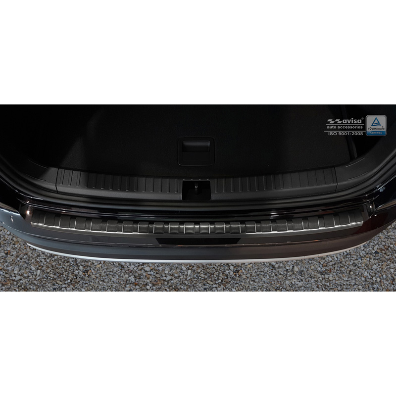 Protection de seuil arrière inox noir sur mesure pour Seat Ateca 2016-2020 & FL 2020- 'Ribs'