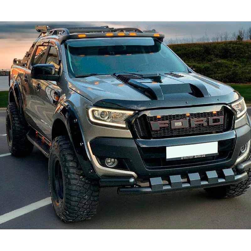 Écope de capot sur mesure pour Ford Ranger T7/T8 2015-2022 - Noir brillant