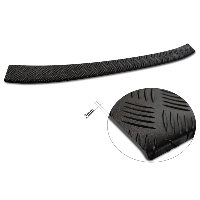 Protection de seuil arrière en aluminium noir mat sur mesure pour Ford Tourneo Connect/Transit Connect 2014-2017 & FL 2017-2022 'Riffled Plate'