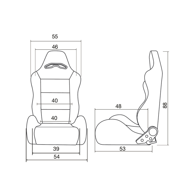 Simoni Racing Siège Baquet Miky - Rouge - Réglable des Deux Côtés - incl. Glissières