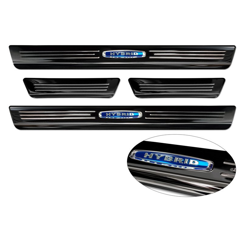Seuils de portes inoxydable noir sur mesure pour BMW X6 G06 2019- 'Hybrid' - 4-pièces