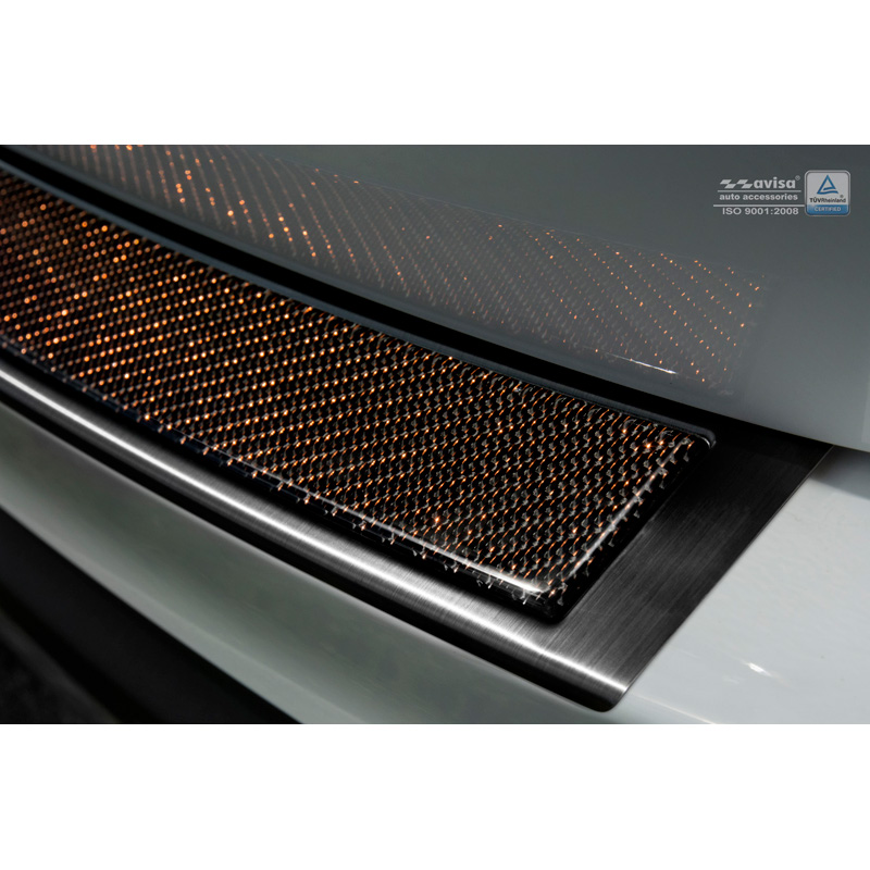 Protection de seuil arrière inox 'Deluxe' sur mesure pour Mercedes GLC 2015-2019 & FL 2019- Noir/Carboné noir-rouge