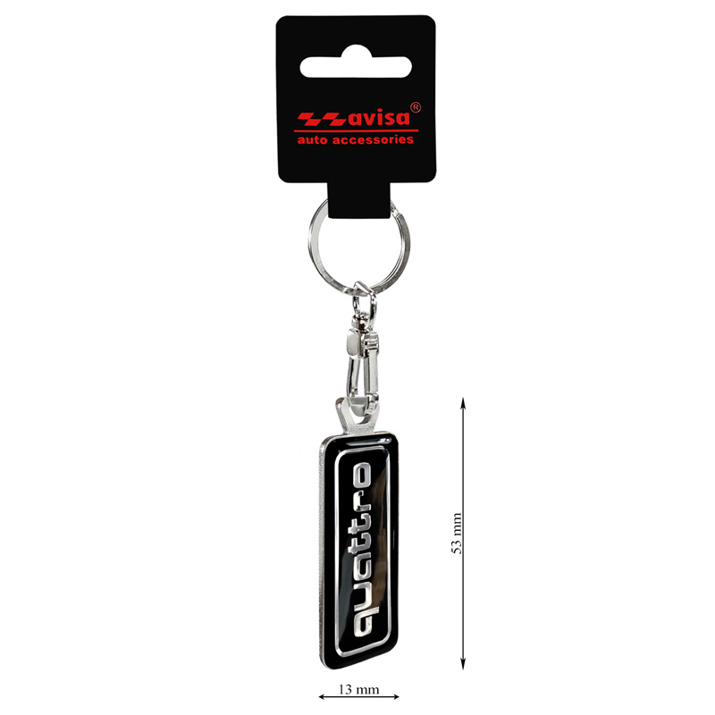 Porte-clés en acier inoxydable - 'Quattro' Noir