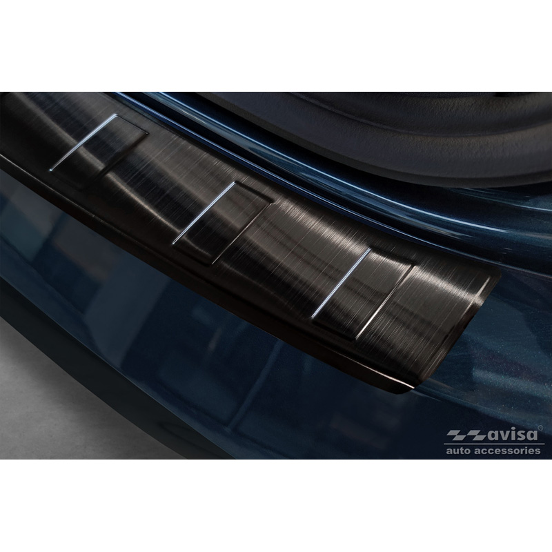 Protection de seuil arrière inox noir sur mesure pour Cupra Born 2021- 'Ribs'