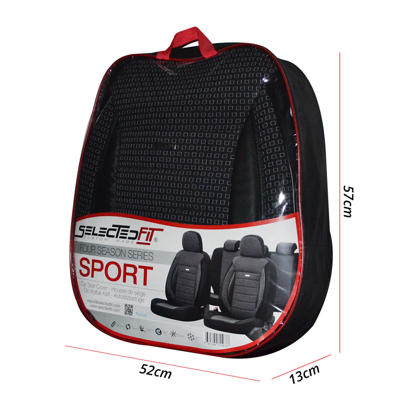 Housse de sièges universel en textile 'SelectedFit Sports' Noir/Bleu - 11-pièces - adapté aux Side-Airbags