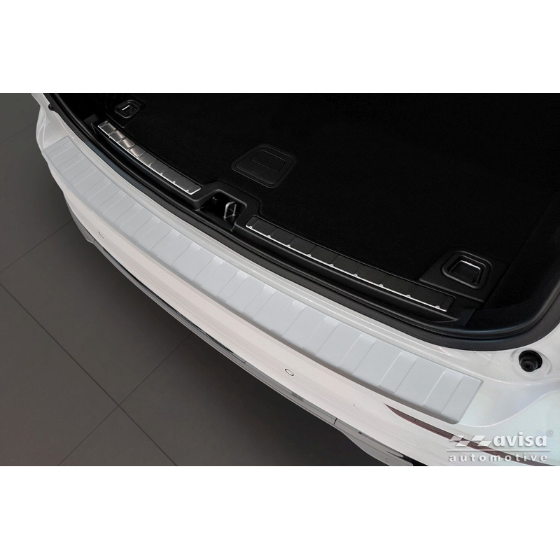 Avisa Protection de seuil arrière inox thermolaqué sur mesure pour Volvo XC60 II 2017-2021 & FL 2021- incl. R-Design 'Soft Silver'