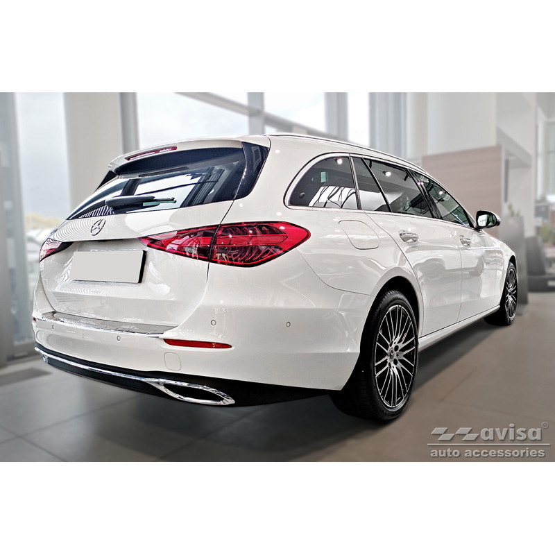 Protection de seuil arrière inox sur mesure pour Mercedes Classe-C W206 Kombi 2021- 'Ribs'