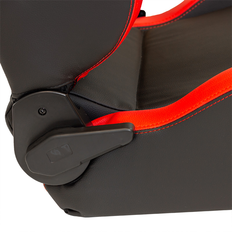 Siège baquet 'RS6-II' - Noir-Mattes/Simili Cuir Rouge - Dossier réglable - incl. glissières