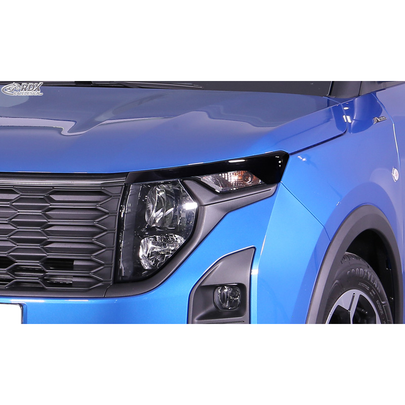 RDX Spoilers de phares sur mesure pour Ford Transit Courier & Tourneo Courier 2023- (sans clignotants LED ni feux diurnes) (ABS Noir Brillant)