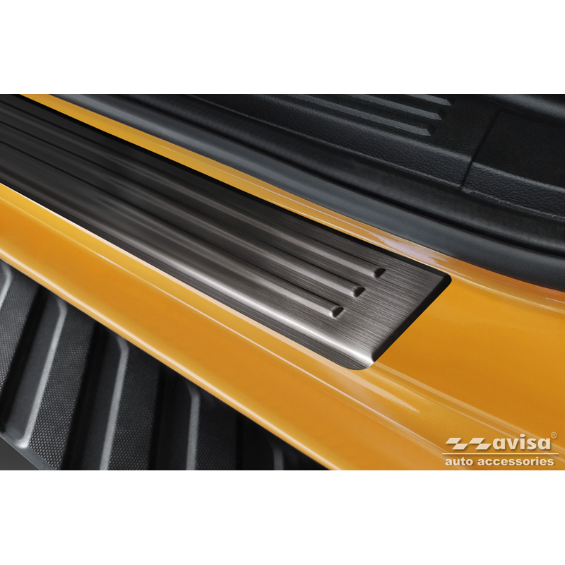 Seuils de portes inoxydable noir sur mesure pour Ford Ranger VI 2022- 'Lines' - 4-pièces