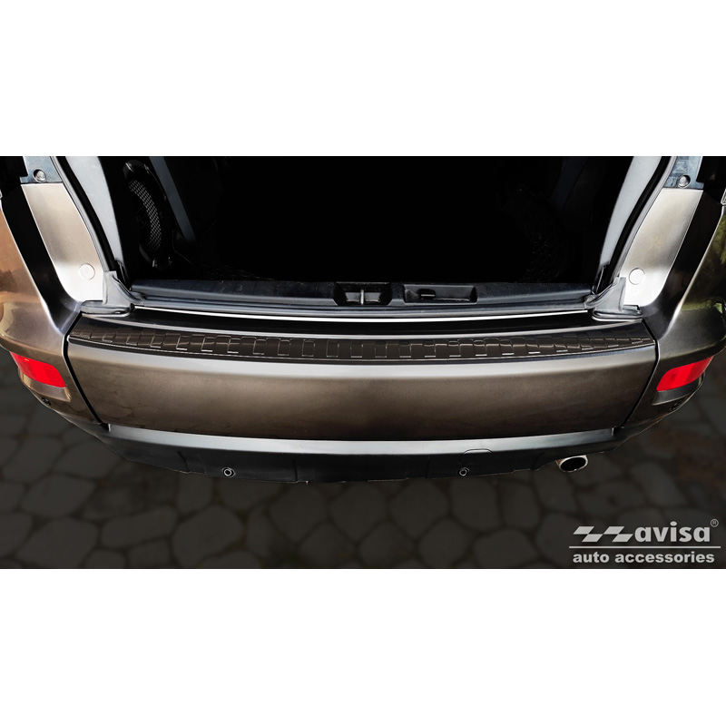 Protection de seuil arrière inox noir sur mesure pour Mitsubishi Outlander II / Citroën C-Crosser / Peugeot 4007 2006-2012 'Ribs'