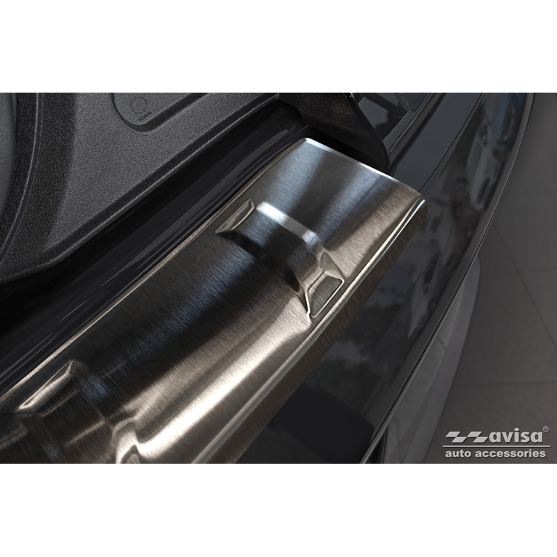 Protection de seuil arrière inox noir sur mesure pour Ford Mustang VI Coupé 2015-2017 & FL 2017- incl. GT 'Ribs'