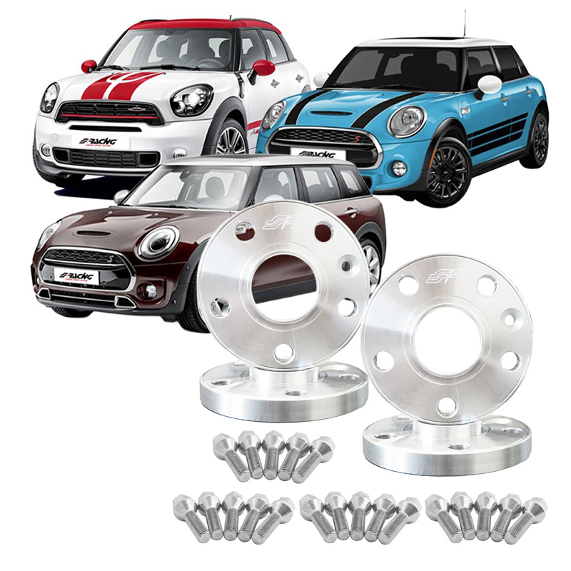 Simoni Racing Kit d'Élargisseurs de Roue en aluminium - 2x15mm(AV) - 2x18mm(AR) (Moyeu 66,6mm) avec boulons de roue - sur mesure pour Mini divers