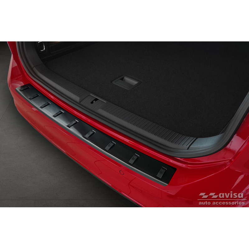 Protection de seuil arrière inox noir sur mesure pour Volkswagen Passat Variant 2014-2019 & Facelift 2019-2023 (incl. R-Line/Alltrack) 'STRONG EDITION'