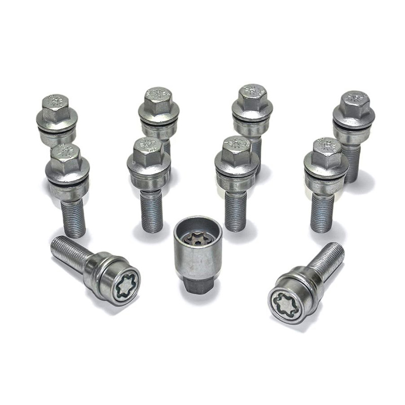 Jeu de Boulons de roue H&R sphérique avec cône mobile R14 M14x1.50 - Longueur 30mm - 10 pièces (p.e. sur mesure pour Audi Q3, Q5) - antivol de roue inclus