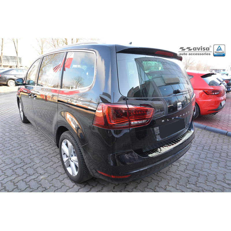 Protection de seuil arrière inox Chrome sur mesure pour Seat Alhambra & Volkswagen Sharan II 2010- 'Ribs'