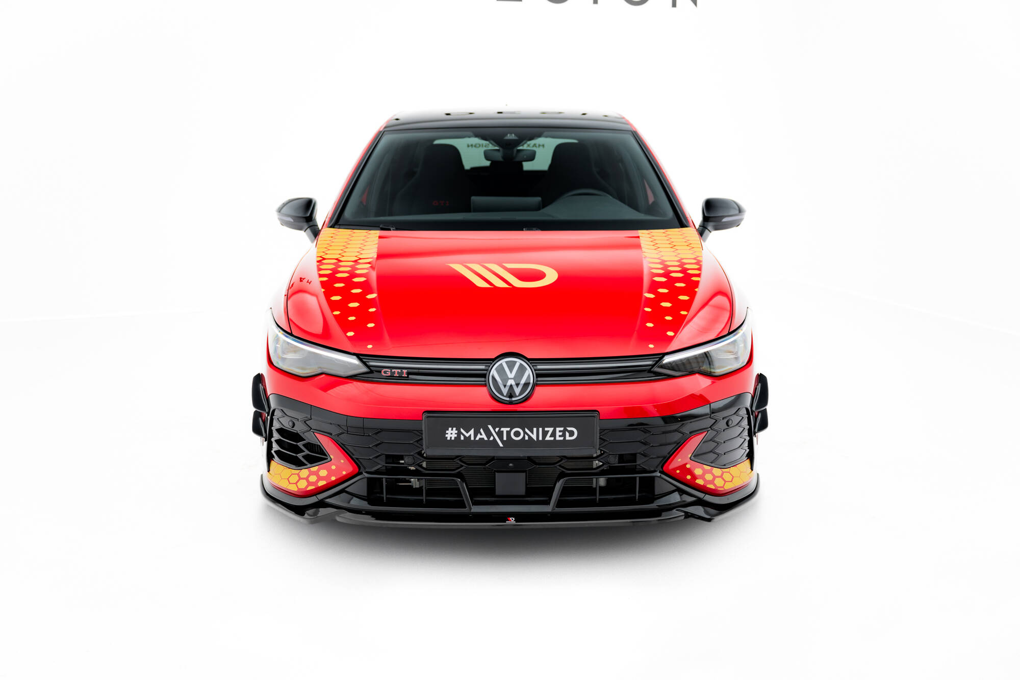 Voorspoiler V.4 Volkswagen Golf GTI Clubsport MK8 Facelift Maxton Glanzend zwart