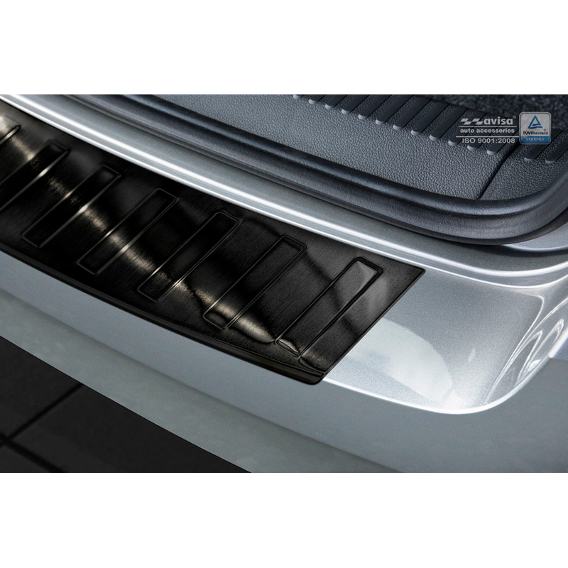 Protection de seuil arrière inox noir sur mesure pour Skoda Fabia III Combi 2015- 'Ribs'