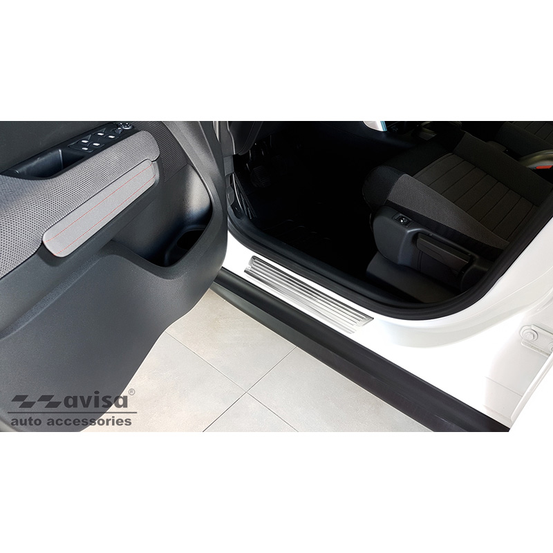Seuils de portes inoxydable sur mesure pour Citroën C3 Aircross II 2017- 'Lines' - 4-pièces