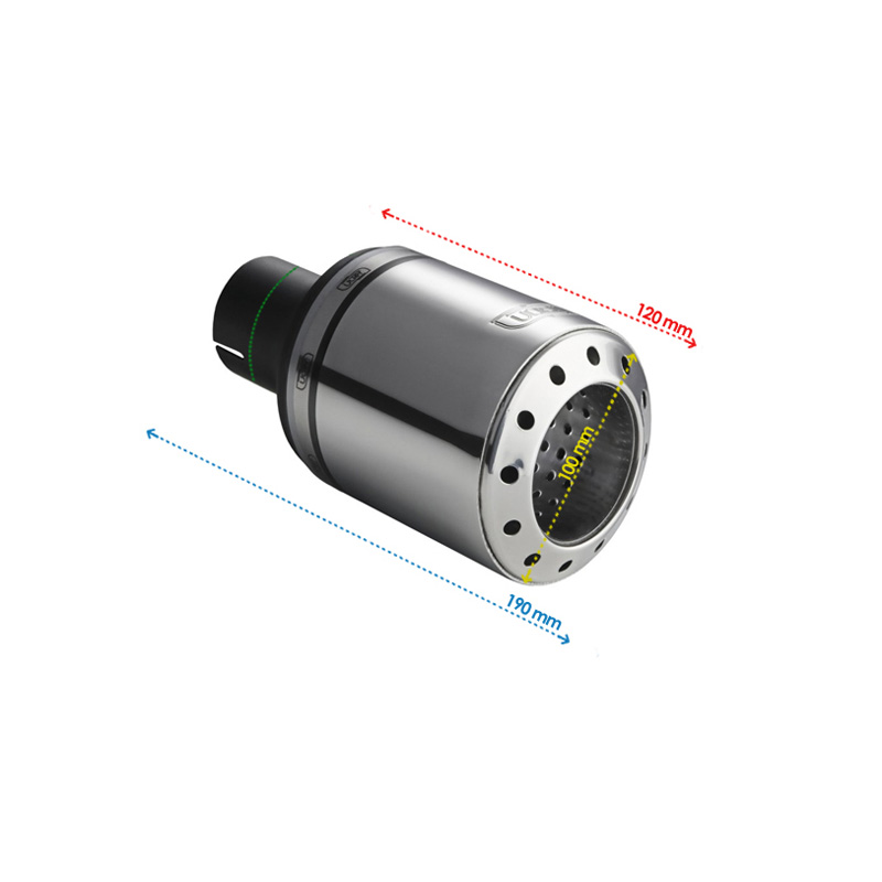 Ulter Sport Embout d'échappement - Ronde Ø100mm Bullet - Longueur 120mm - Montage ->50mm - Inoxydable