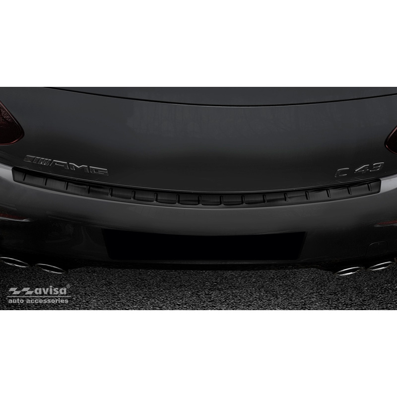 Protection de seuil arrière inox noir sur mesure pour Mercedes Classe C C205 Coupe AMG 2015-2021 'Ribs''