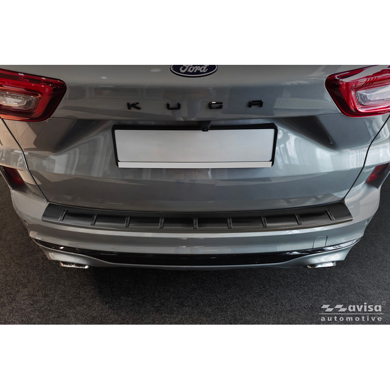 Avisa Protection de Seuil de Coffre Acier Inox STRONG EDITION sur mesure pour Ford Kuga III ST-Line / Vignale 2019-2024 & Facelift 2024- - Noir