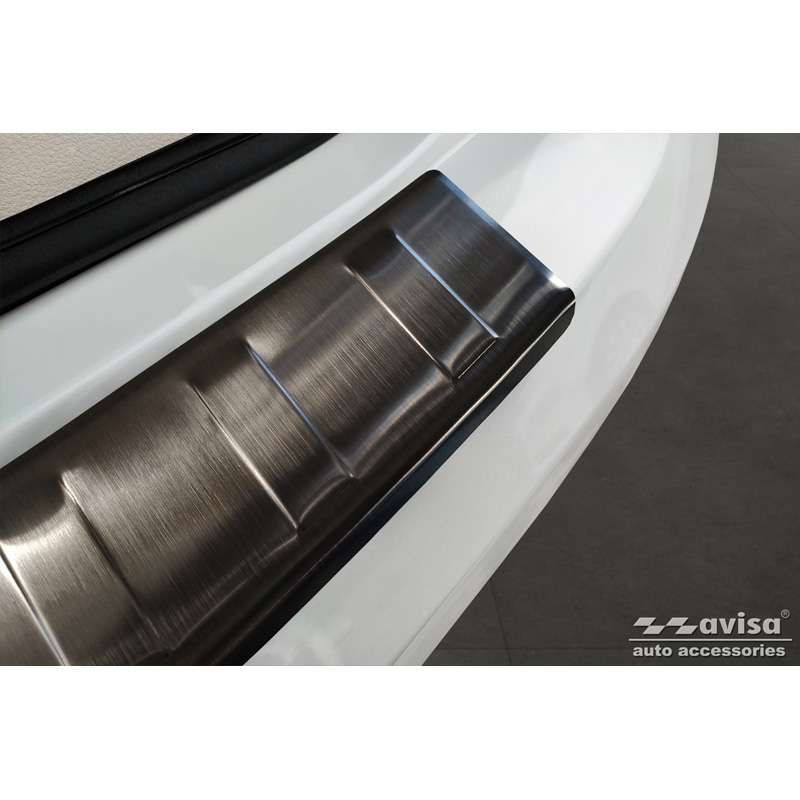Protection de seuil arrière inox noir sur mesure pour BMW X6 F16 2014-2019 'Ribs'  excl. Paquet-M