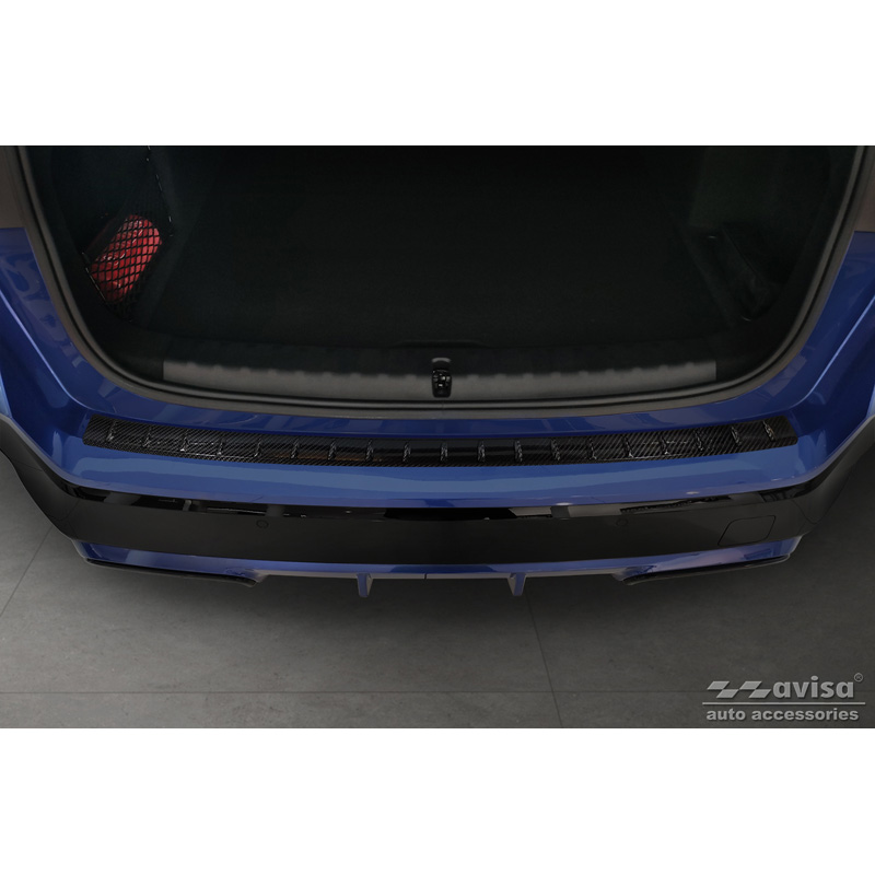 Protection de seuil arrière carboné 3D sur mesure pour BMW X1 avec Pacquet-M (U11) 2022- 'Ribs'