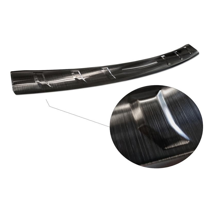 Protection de seuil arrière inox noir sur mesure pour Ford Mustang VI Coupé 2015-2017 & FL 2017- incl. GT 'Ribs'