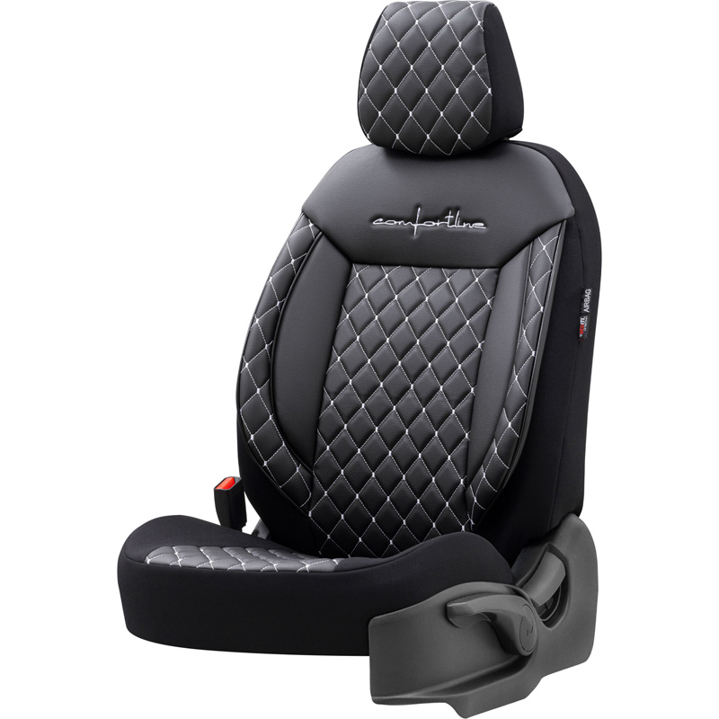 Housse de sièges universel en cuir/textile 'Comfortline VIP' Noir/Gris - 11-pièces - adapté aux Side-Airbags