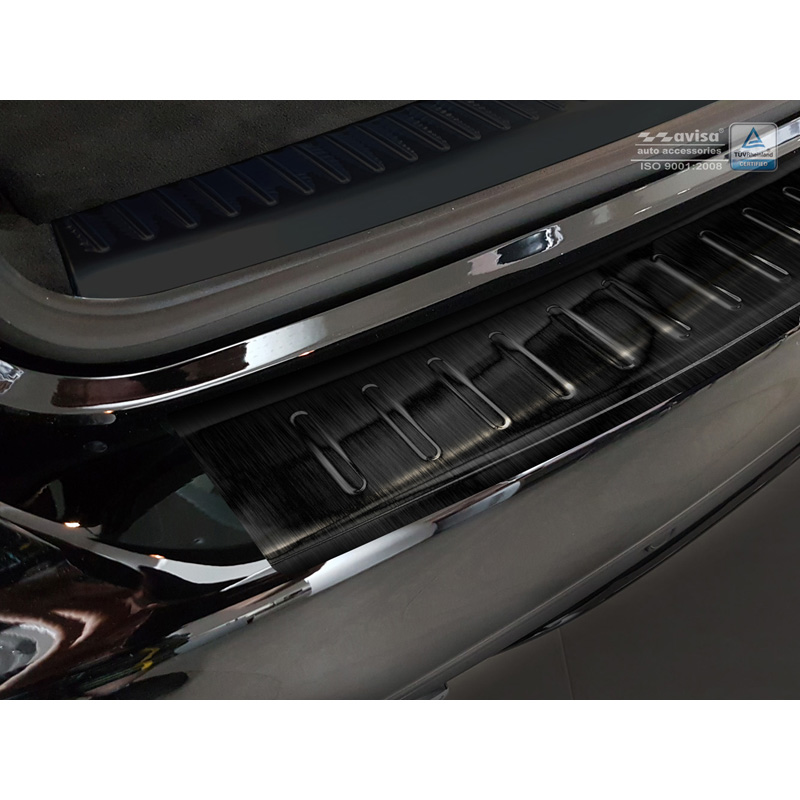 Protection de seuil arrière inox noir sur mesure pour Mercedes Classe-C W205 Kombi 2014-2021 'Ribs'