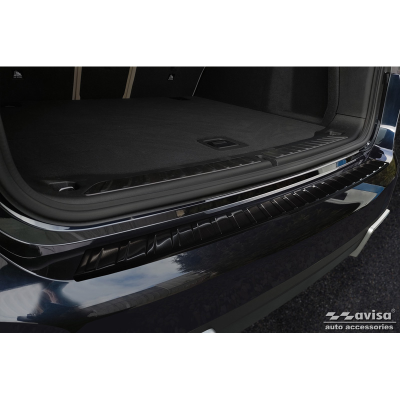 Protection de seuil arrière inox noir sur mesure pour BMW iX3 (G08) 2020- 'Ribs'