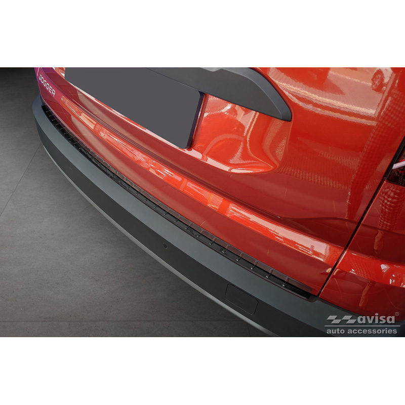 Protection de seuil arrière inox noir sur mesure pour Dacia Jogger 2022- 'Ribs'