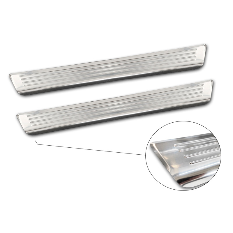 Seuils de portes inoxydable sur mesure pour Volkswagen Caddy V 2020- - 'Lines' - 2-pièces
